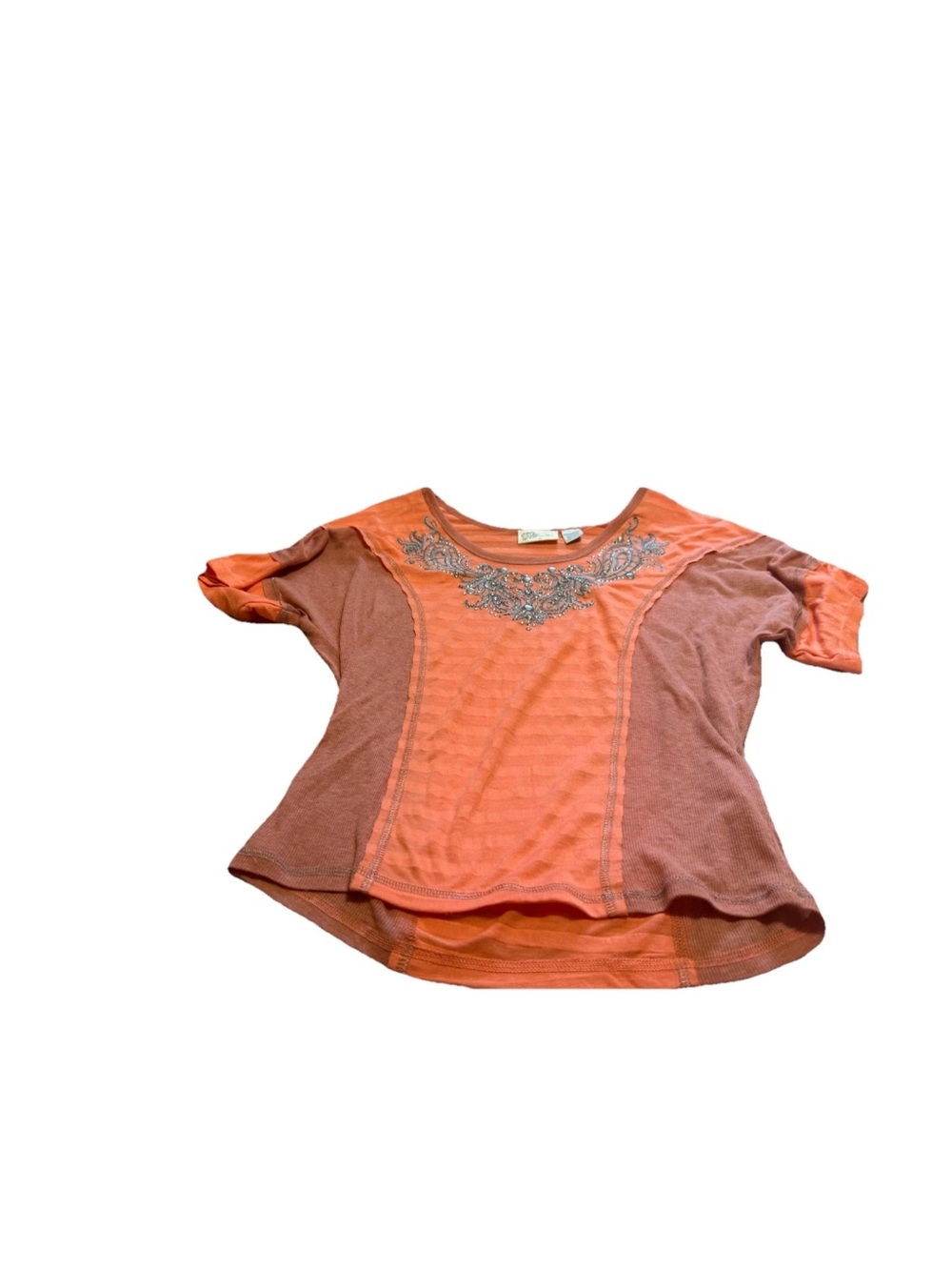 Miss Me Women’s Orange Rhinestone Short Sleeve Shirt! Xs